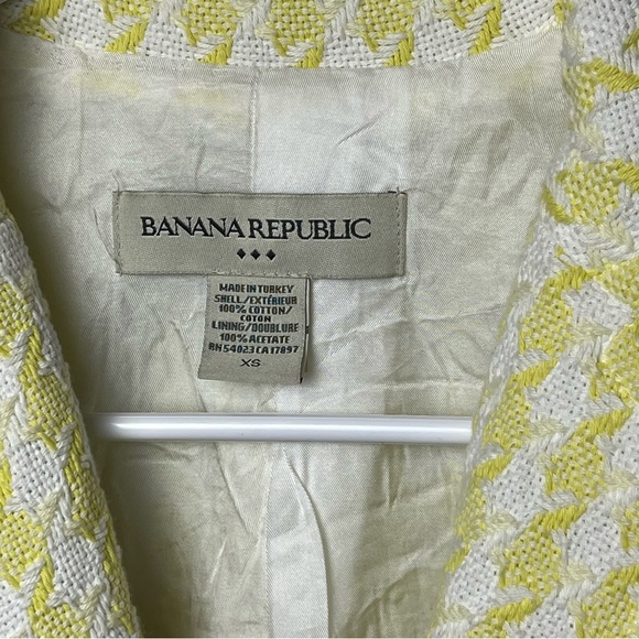 Banana Republic yellow white houndstooth coat xs - Picture 2 of 8